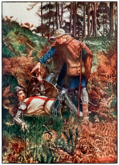 A Faithful segít Christiannak felállni, miután elesett a The Pilgrims Progress From This World, To That What Is To Come című filmből, John Bunyan (1628-1688) Illusztráció: Byam Shaw (1872-1919), amely bemutatja a keresztény létet alkotó: John Byam Liston Shaw