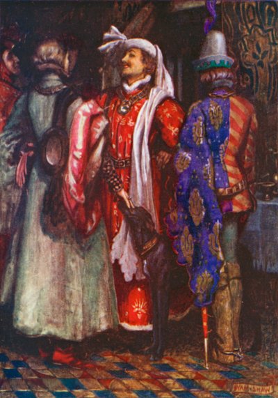 "Imádkozzunk Istenhez, hogy siessünk és túl későn jöjjünk!" II. Richárd - I. felvonás, 4. jelenet (színes litográfia) alkotó: John Byam Liston Shaw