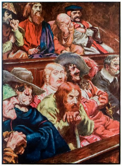 „A zsűri” a „A zarándok haladása ebből a világból, az eljövendőbe” című filmből, John Bunyan alkotó: John Byam Liston Shaw