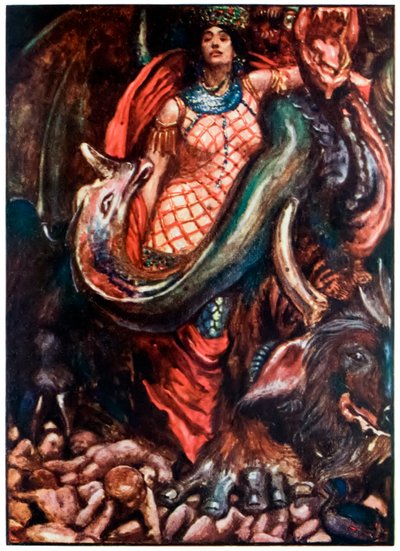 "Mégis egy nő kormányozta" a "A zarándok haladása ebből a világból, az eljövendőbe" című filmből, John Bunyantól alkotó: John Byam Liston Shaw