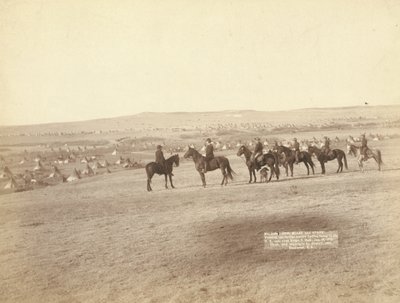 Miles tábornok és személyzete az Egyesült Államok legnagyobb ellenséges indiántáborát nézi, Pine Ridge közelében alkotó: John C. H. Grabill