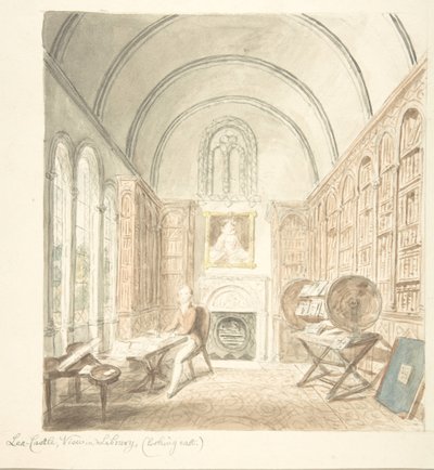 Lea kastély, Kilátás a könyvtárban, Keletre nézve, kb. 1816. alkotó: John Carter.