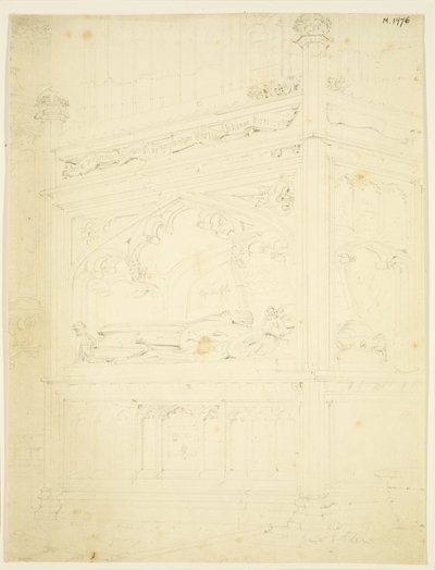 William Canynges emlékműve a St Mary Redcliffe-ben (ceruza és akvarell papíron) alkotó: John Carter