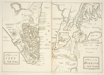 Holkham MS 109 F 41, New York város és kikötő tervei, 1740 körül (metszet) alkotó: John Carwitham