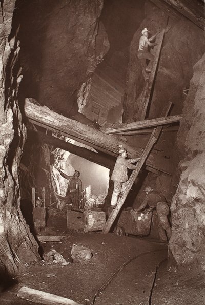 A 180 az East Pool bányában, illusztráció a „Mongst mines and miners, or Underground Scenes by Flash-Light” című művéből, J.C. Burrows és William Thomas, pub. 1893 (szépia fotó) alkotó: John Charles Burrow