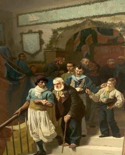 Barátok a csapásokban, karácsony napja a Dreadnought Kórházban, Greenwichben alkotó: John Charles Dollman