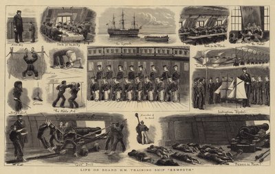 Élet a HM Exmouth kiképzőhajó fedélzetén alkotó: John Charles Dollman