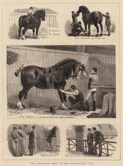 A szekér-lovas bemutató a mezőgazdasági csarnokban alkotó: John Charles Dollman
