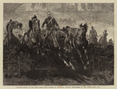 A harmadik (a király saját) huszárainak lovassági bemutatója a Királyi Katonai Tornán a Mezőgazdasági Csarnokban alkotó: John Charlton