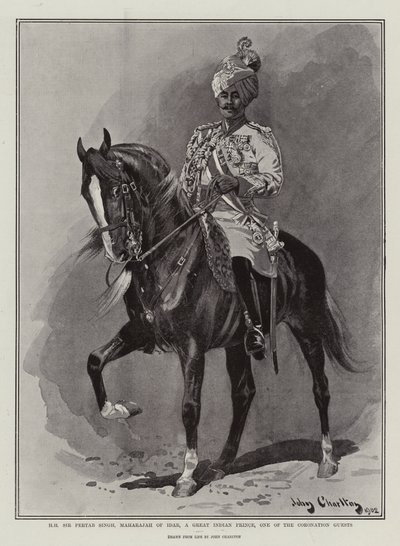 H H Sir Pertab Singh, Idar maharadzsa, egy nagy indiai herceg, a koronázási vendégek egyike alkotó: John Charlton
