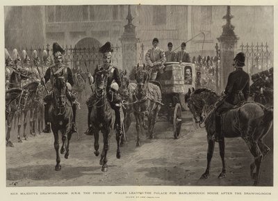 Őfelsége szalonja, H R H a walesi herceg elhagyja a palotát a Marlborough House-ba a szalon után alkotó: John Charlton