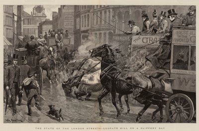 A londoni utcák állapota, Ludgate Hill egy csúszós napon alkotó: John Charlton