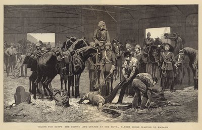 Csapatok Egyiptomba, a második életőr a Royal Albert Docks-ban, és a beszállásra vár alkotó: John Charlton