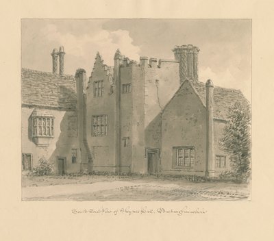 Buckinghamshire – Chenies Hall: szépia rajz, 1824 alkotó: John Chessell Buckler