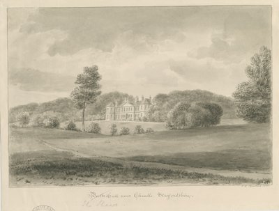 Cheadle - Booth Hall ("The Shawe"): szépia mosás rajz alkotó: John Chessell Buckler