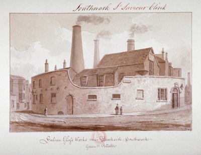 „Falcon Glass Works near Bankside, Southwark”, London, 1827 alkotó: John Chessell Buckler