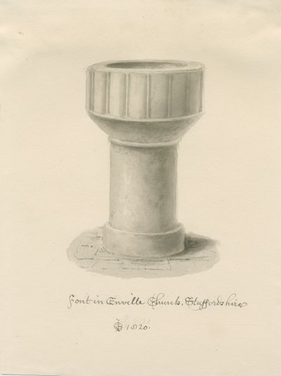 Betűtípus az Enville-templomban: szépia rajz, 1820 alkotó: John Chessell Buckler