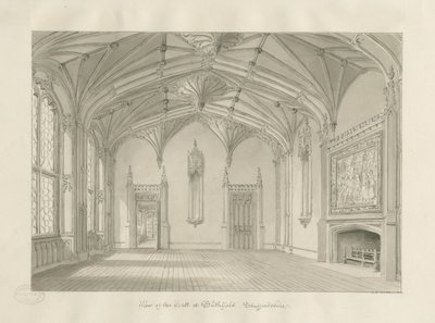 A Blithfield Hall belseje: szépia rajz, 1823 alkotó: John Chessell Buckler