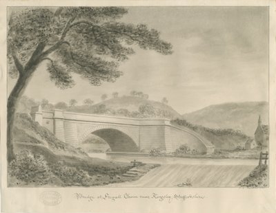 Kingsley – Bridge at Froghall: szépia rajz, 1841 alkotó: John Chessell Buckler