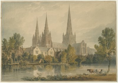 Lichfield katedrális – délnyugati nézet: vízfestmény, 1813 alkotó: John Chessell Buckler
