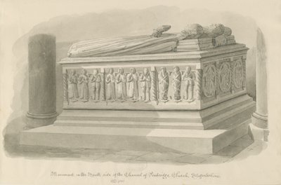 Penkridge Church – [Edward Littleton] sírja: szépia rajz alkotó: John Chessell Buckler