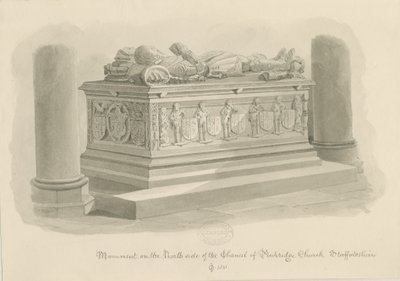 Penkridge Church – [Sir Edward Littleton] sírja: szépia rajz alkotó: John Chessell Buckler
