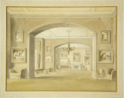 Képgaléria a Tabley House-ban, 1809 (wc ceruzával, papíron) alkotó: John Chessell Buckler