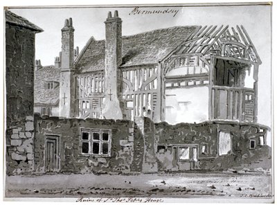 Thomas Pope házának maradványai, Mill Lane, Bermondsey, London, 1808 alkotó: John Chessell Buckler