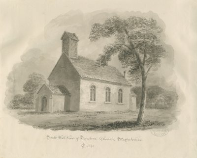 Stafford - Marston Chapel: szépia rajz (matricás) alkotó: John Chessell Buckler