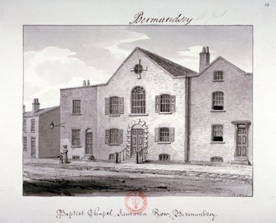 Kilátás a baptista kápolnára a Jamaica Row-n, Bermondsey, London, 1826 alkotó: John Chessell Buckler