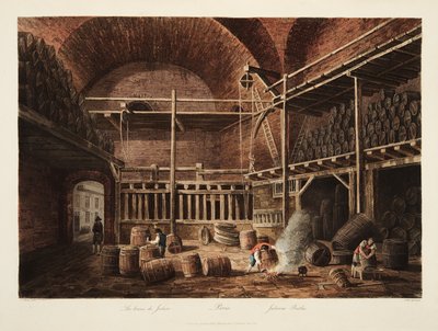 Julians Baths, illusztráció Versailles-ból, Párizs és Saint Denis, pub. 1809 (akvatinta) alkotó: John Claude Nattes
