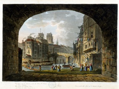 Párizs: a Pont Chatelet vagy a Peute Pont - in „”Paris vu par J.C. Mattes”, szerk. Miller, London alkotó: John Claude Nattes