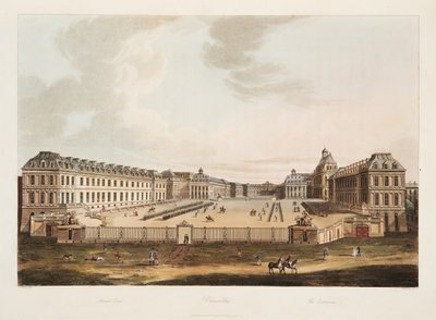 The Entrance, illusztráció Versailles-ból, Párizsból és Saint Denis-ből, pub. 1805 (akvatinta) alkotó: John Claude Nattes