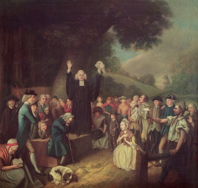 George Whitefield prédikál alkotó: John Collet