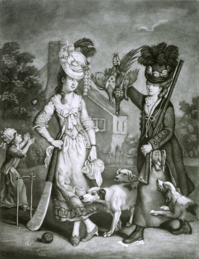 Miss Wicket és Miss Trigger, 1778 (mezzotint) alkotó: John Collet