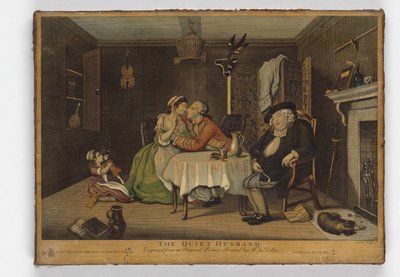 The Quiet Husband, John June nyomata, 1768 körül (kézzel színezett metszet) alkotó: John Collet