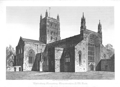 Tewkesbury kolostor, Gloucestershire, N. W. View, 19. század eleje. alkotó: John Coney