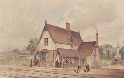 Viktoriánus vidéki pályaudvar és vasúti átjáró, 1844-77. alkotó: John Connell Ogle