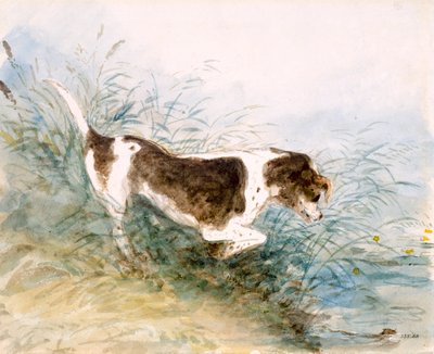 „Egy kutya patkányt néz a vízben”, 1831 alkotó: John Constable