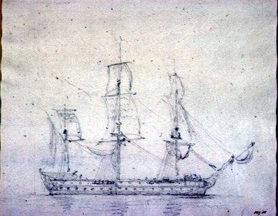 Egy Man-o-war (grafit papíron) alkotó: John Constable