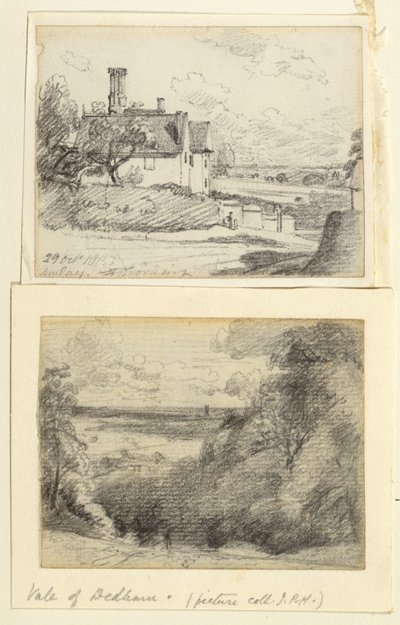 A Manor House, 1815, és Dedham a Gun Hill közeléből, Langham, 1815 körül alkotó: John Constable