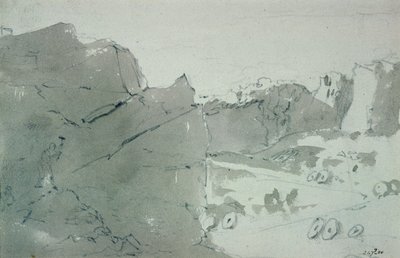 Malomkőbánya Derbyshire-ben, 1801 (ceruza és szépia mosás papíron) alkotó: John Constable