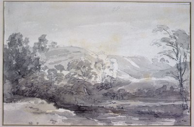 Kilátás Derbyshire-ben (monokróm akvarell) alkotó: John Constable