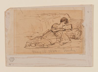 A művész lánya, Emily a kanapén fekve olvas, 1834. május 18 alkotó: John Constable