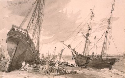 Brightoni tengerparti jelenet két hajóval az előtérben, 1828. május 30 alkotó: John Constable