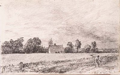 Víkendházak és út, East Bergholt, ceruza alkotó: John Constable