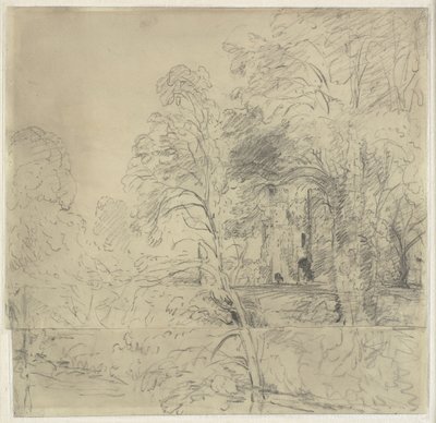 Cowdray kastély, fák között látható alkotó: John Constable