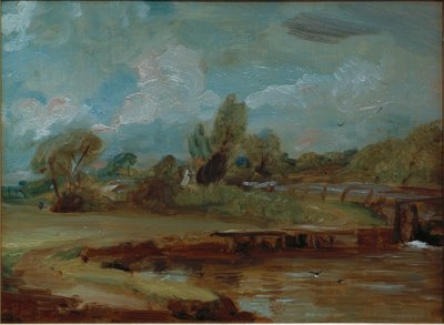 Flatford zsilip a folyó melletti ösvényről alkotó: John Constable