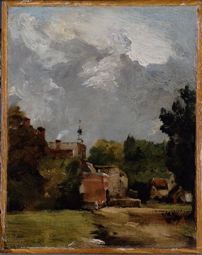 East Bergholt templom a Church Streetről (olaj, papír a panelen) alkotó: John Constable