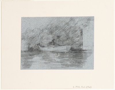 Evezős csónak kikötve egy part alatt alkotó: John Constable